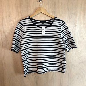 NWT Ann Taylor Stitchy Striped Sweater top navy and white